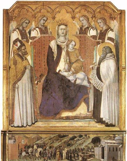 Ambrogio Lorenzetti Madonna with Angels between St Nicholas and Prophet Elisha oil painting image